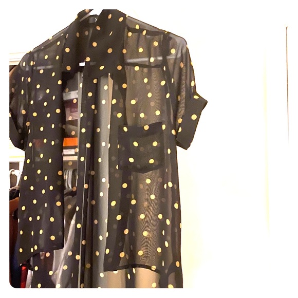 Forever 21 Tops - Sheer black polka dot blouse